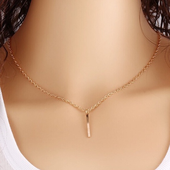 Vertical Gold Bar Necklace - Picture 3 of 3