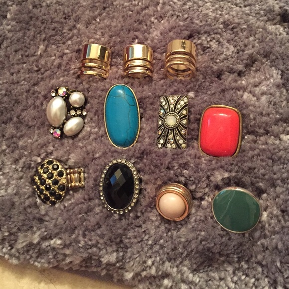 lot of 11 statement rings
