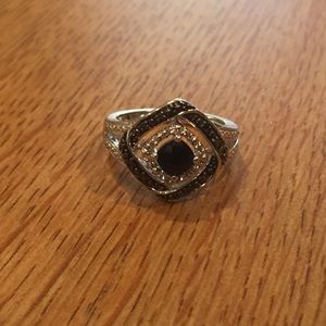 Sterling Silver 925 Fancy Black CZ Ring Sz 6.5