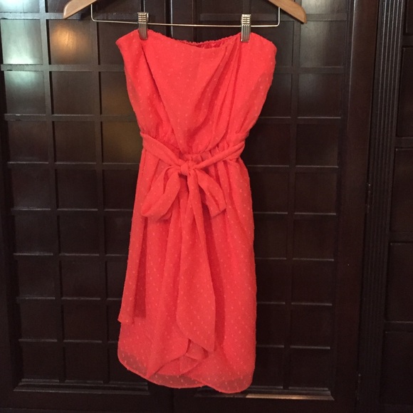 Orange strapless dress from Express