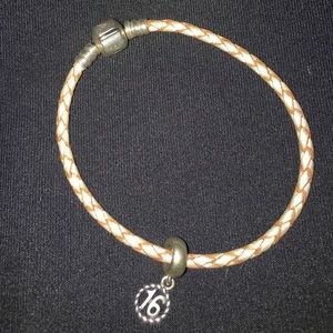 Leather Pandora Bracelet and "16" Charm