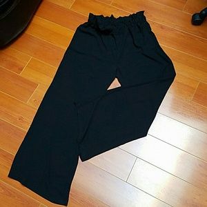 High waist silk pants wide leg