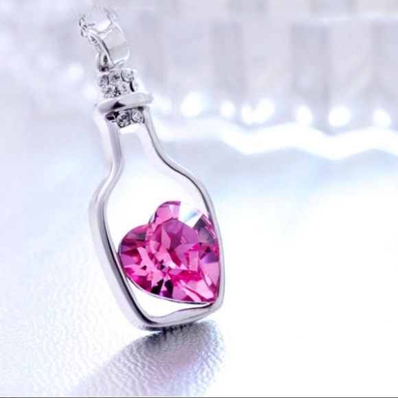 Pink love drift bottle pendant necklace - Picture 2 of 2