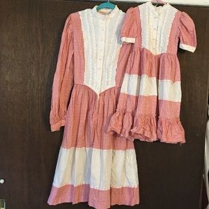 Vintage handmade prairie mommy and me dresses