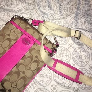 Coach Pink Khaki Crossbody