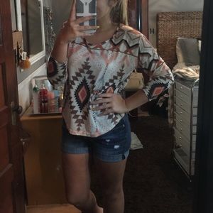 Tribal print 3/4 sleeve shirt