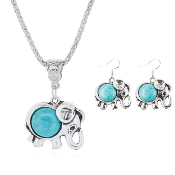 Tibetan turquoise chain necklace and earring set