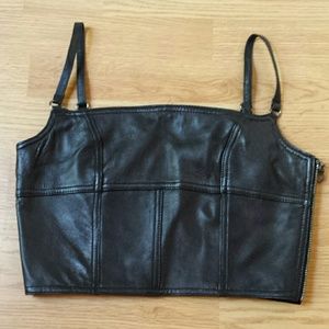 Black leather bustier.