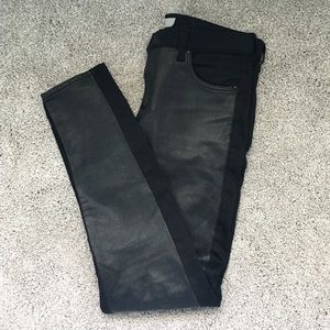 Topshop Moto Leigh faux leather fronted jeans