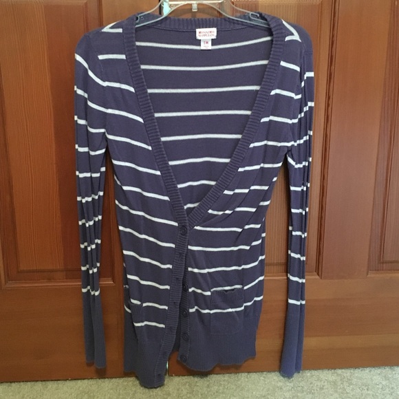 Purple/White striped cardigan