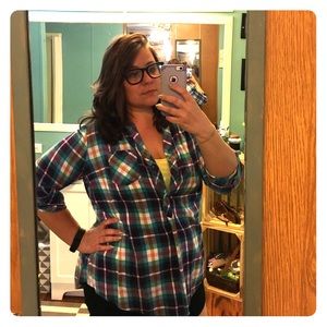 Flannel print pullover