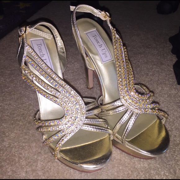 TOUCH UPS Gold & Jeweled Prom Heels