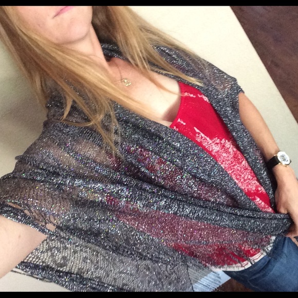 Charcoal Grey Shimmering Cape Shawl