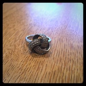 Sterling Silver 925 Twist Marcasite Ring Sz 6.5