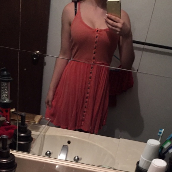 Urban Outfitters Peach Button Down Sun Dress