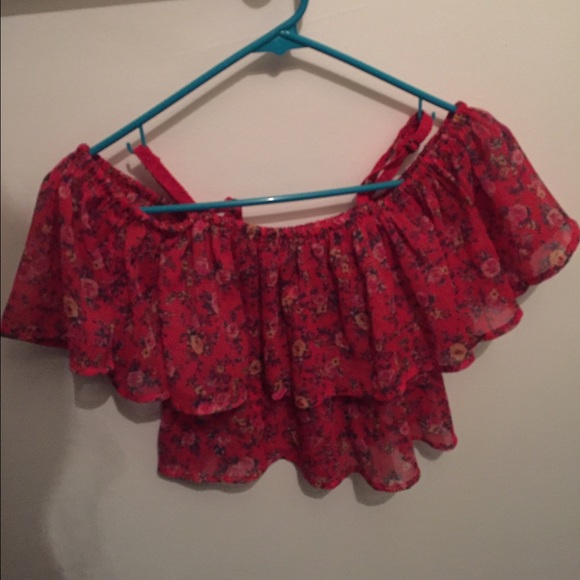 Urban Outfitters Red Floral Crop Top