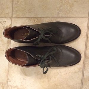Loft olive green lace up booties.
