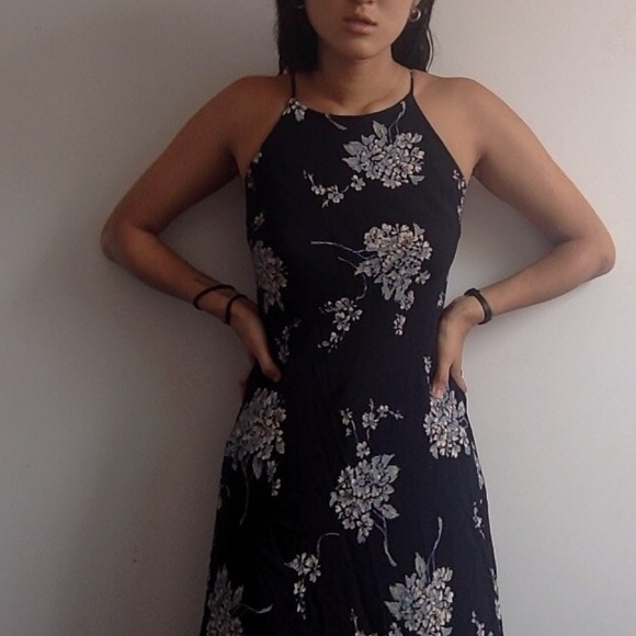 90's High Neck Floral Dress - Picture 3 of 4