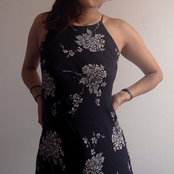 90's High Neck Floral Dress - Picture 4 of 4