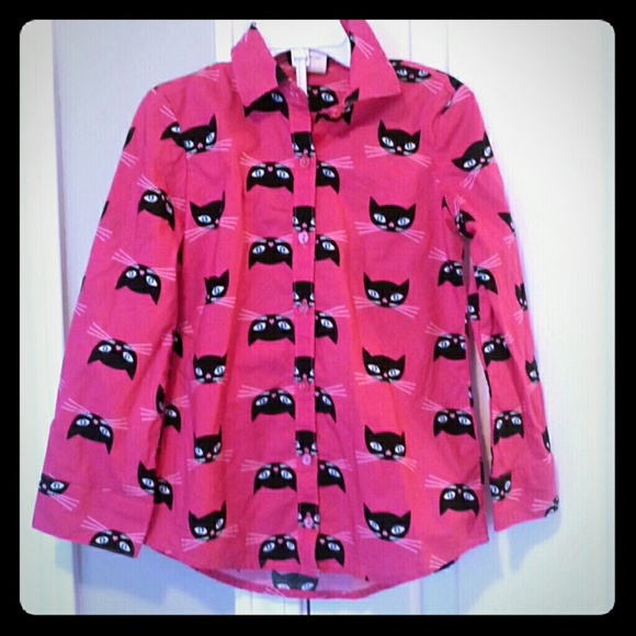 Kids Girls Kitty Long Sleeve Shirt