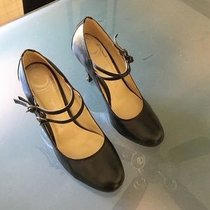 Black leather high heels - size 9