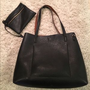 💓 Faux leather reversible tote BLACK and BROWN