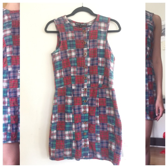 Vintage Betsey Johnson Plaid Button Dress - Picture 1 of 2