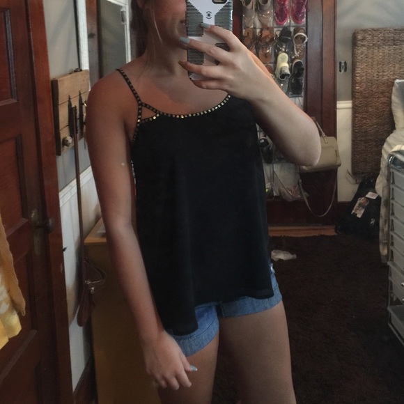 Black tank with gold detail