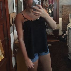 Black tank with gold detail