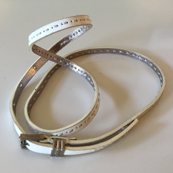 Calvin Klein White Skinny Belt