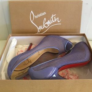 AUTH CHRISTIAN LOUBOUTIN 120 LEATHER FISHNET HEEL