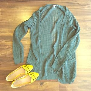 BP Open-Knit Cardigan in Teal