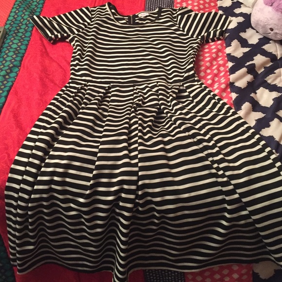 Lularoe black and white striped dress