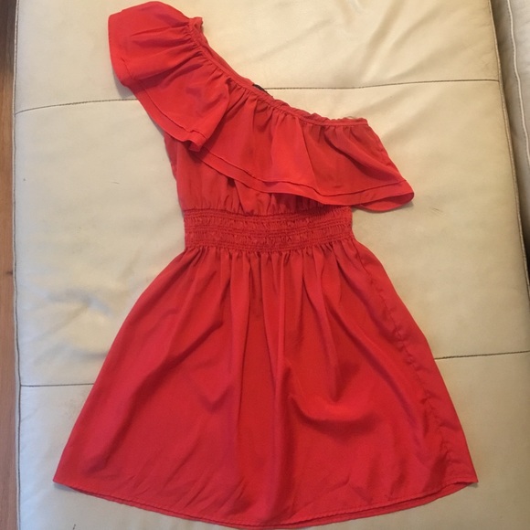 SOLD Red/Coral Off the Shoulder Romantic Ruffle