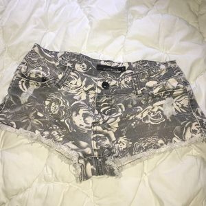 Grey Flower Shorts
