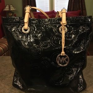 MICHAEL Michael Kors black patent leather tote