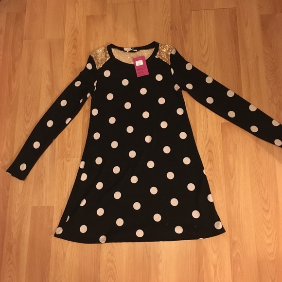 NWT Black polka dot sequin dress!