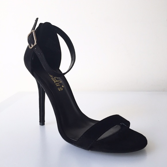 Lulu's Elsi Black Single Strap Heels