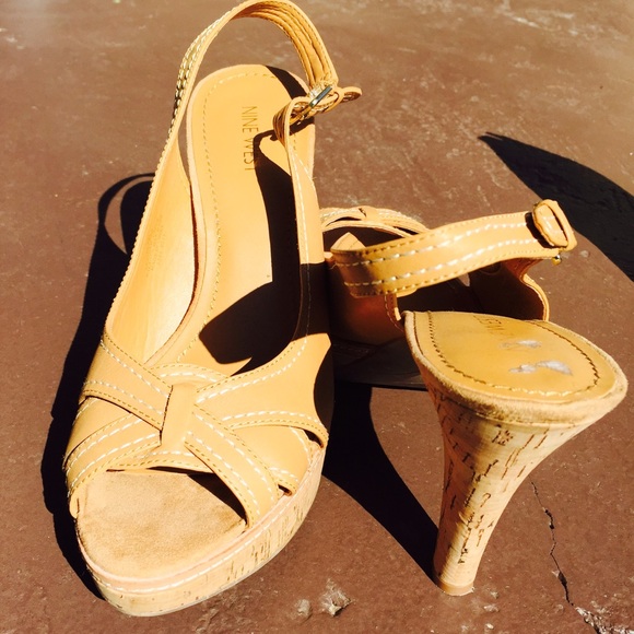 Beige Nine West Slingback Heels