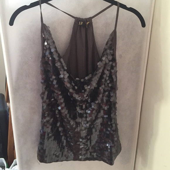 Sequin cowl neck style party top!