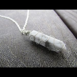 Wire wrapped crystal marble necklace