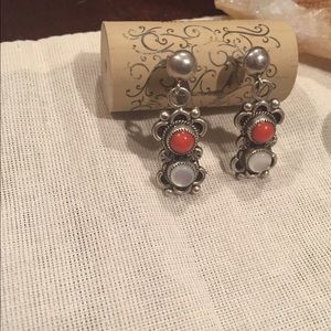 Sterling Silver Coral Drop Earrings
