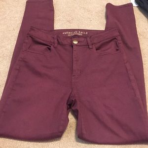 Maroon Hi-Rise Jeggings from AE