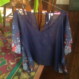 LC navy floral sheer cover up top