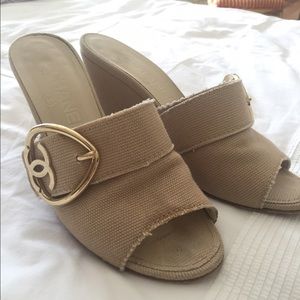 Chanel Canvas Wedges