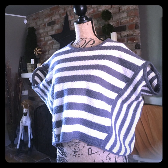 Poncho, Free People, grey & white/off white
