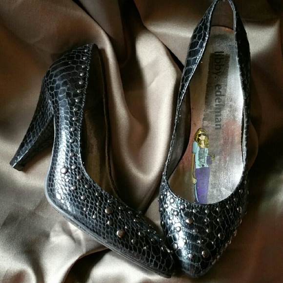 Sexy Libby Edelman crocodile studded kitten heels - Picture 2 of 4