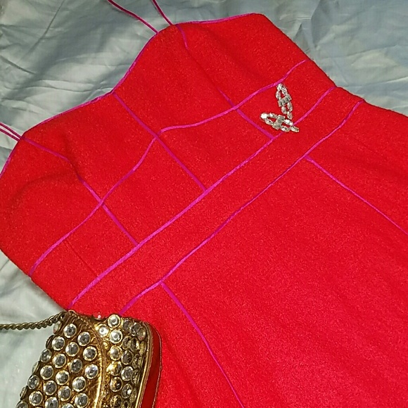 NWOT BR Sexy Little Red Dress with Magenta Piping