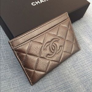 Chanel dark silver card holder