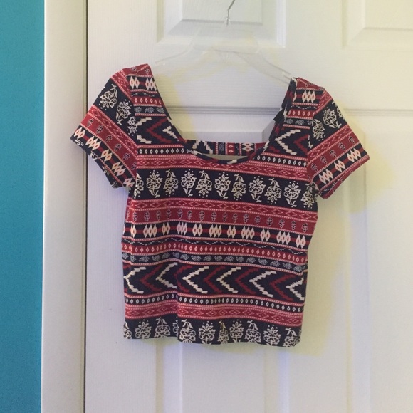 Blue and Red Crop Top